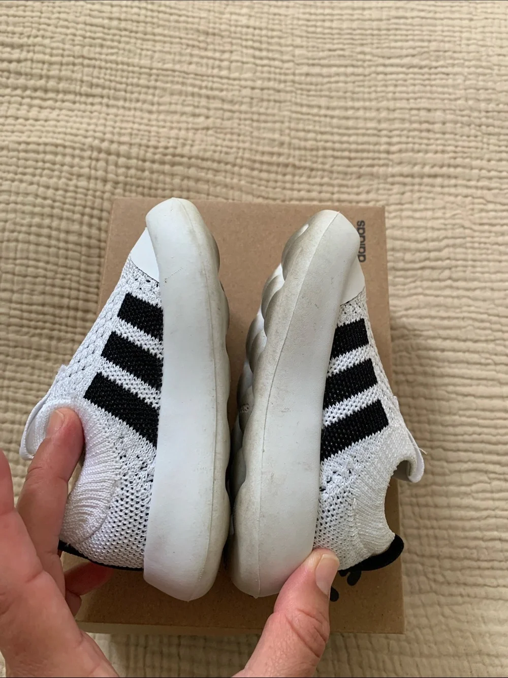 adidas Kids Bubblecomfy I Slip-On Sneakers in White and Black